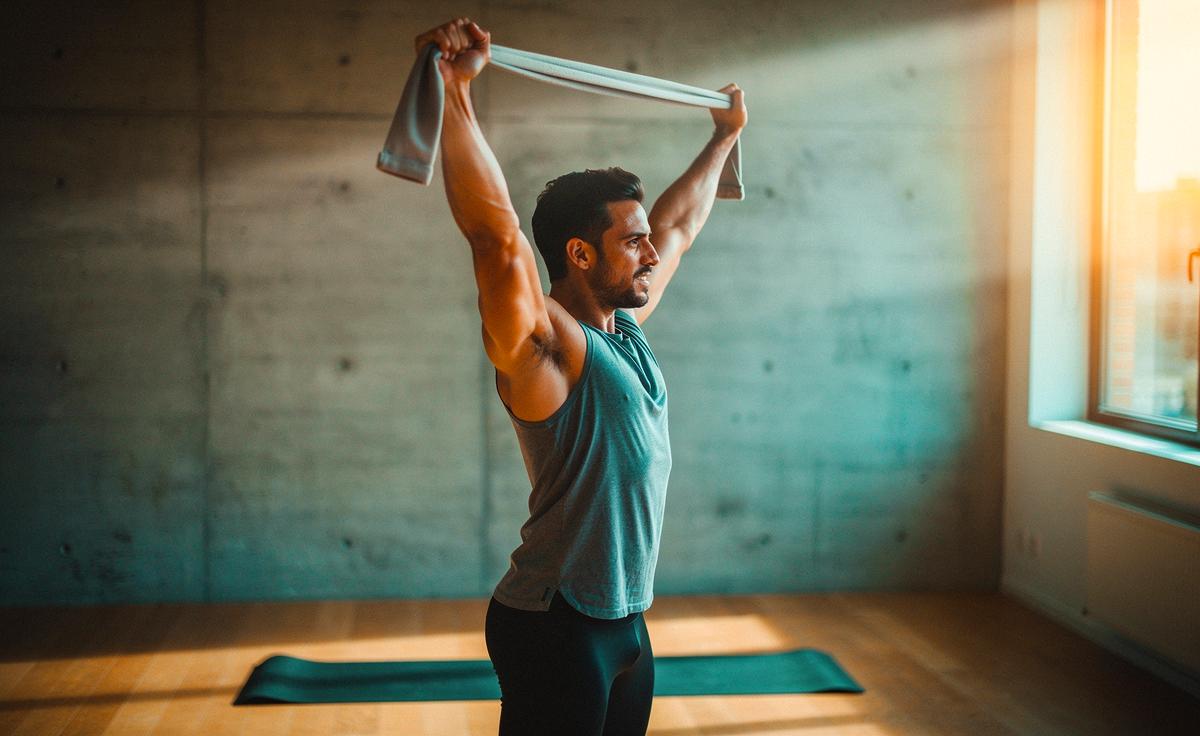 Diese einfache Dehnung mit einem Gürtel verbessert die Schulterbeweglichkeit dauerhaft.