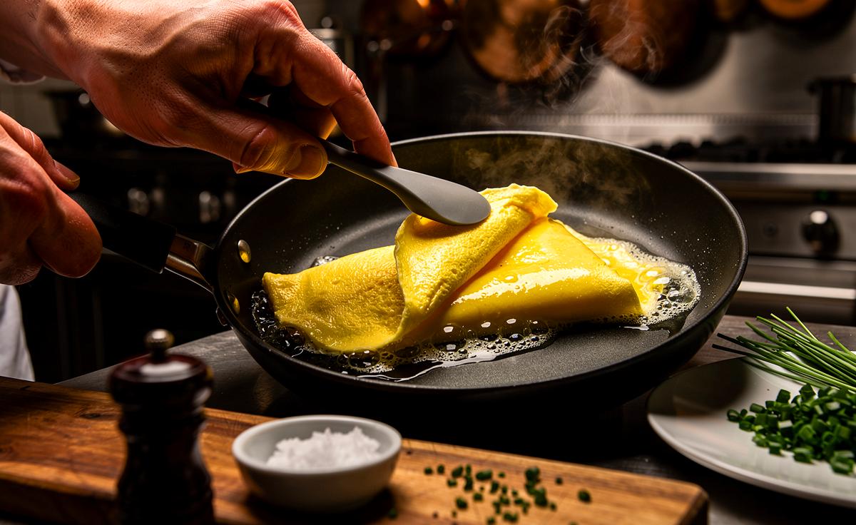 Ein Chefkoch erklärt, wie du ein perfektes Omelett in nur 5 Minuten zubereitest.