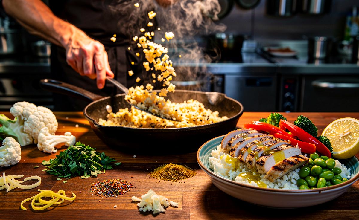 Ein Koch erklärt, wie Blumenkohlreis kalorienarme Gerichte auf natürliche Weise ergänzt.