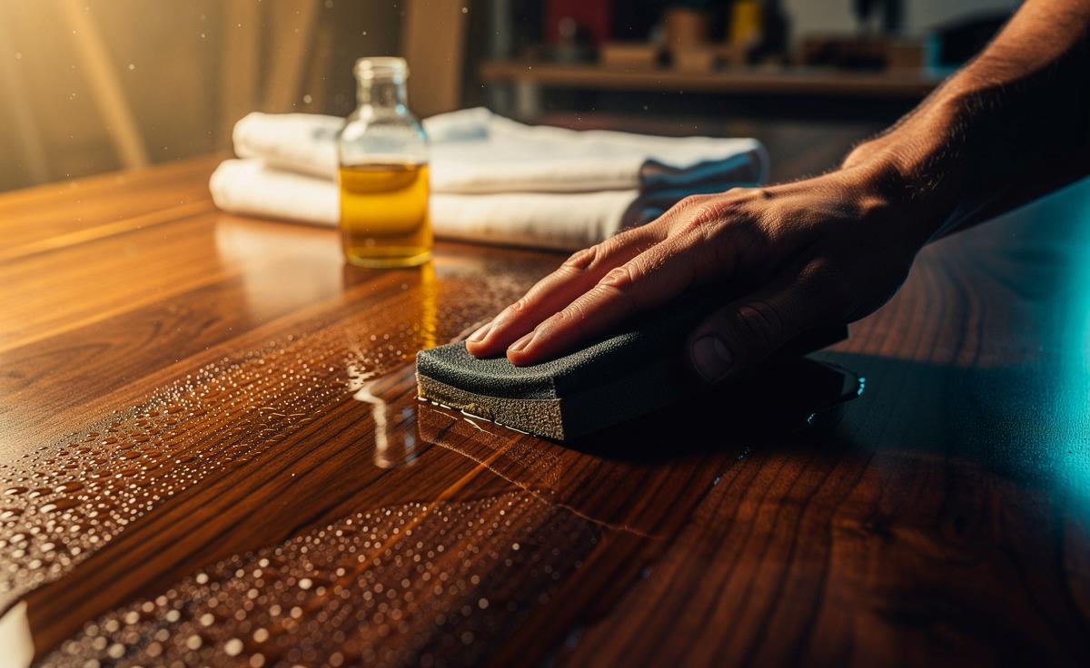 Ein Tischler verrät: Mit diesem einfachen Trick Holzoberflächen dauerhaft geschmeidig halten.