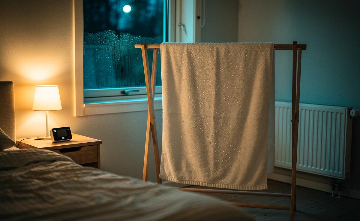 Warum das Aufhängen feuchter Tücher im Schlafzimmer die Raumluft natürlich befeuchtet.