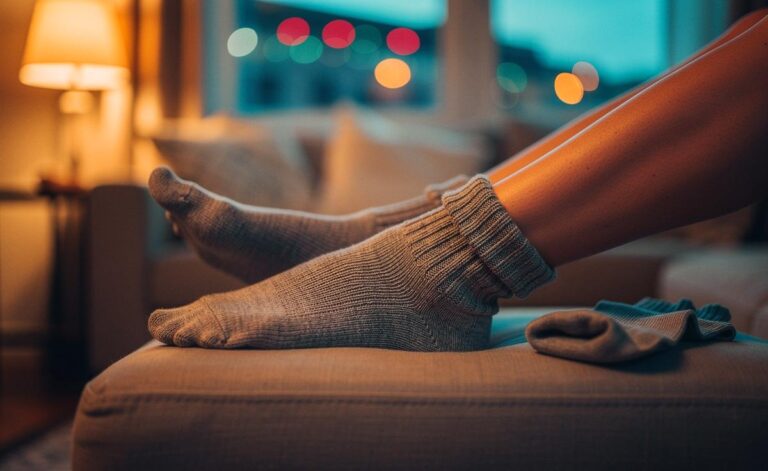 Illustration von lockeren Socken am Abend zur Förderung der Fußdurchblutung